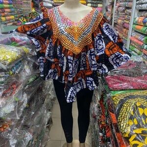 Vibrant Orange and Black Women's Blouse